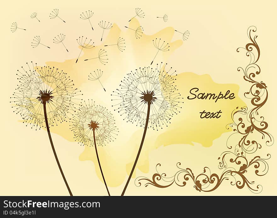 Vector dandelion for your elegant vintage design. Vector dandelion for your elegant vintage design.