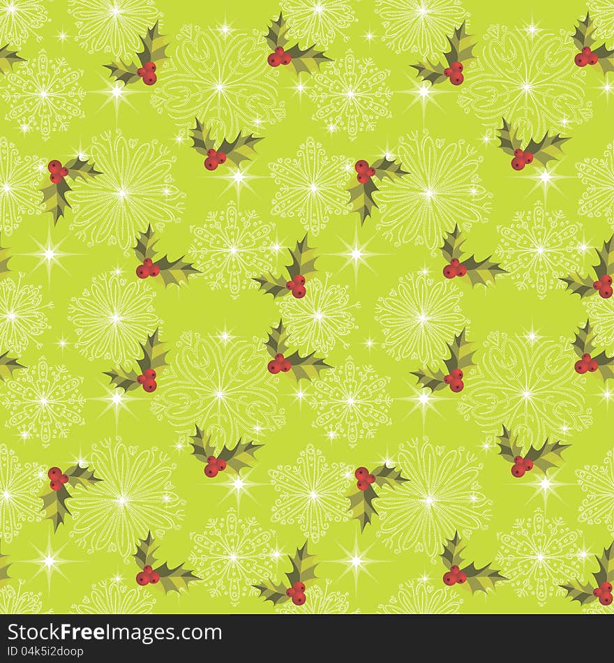 Winter bright seamless background with snowflakes and stars. Winter bright seamless background with snowflakes and stars