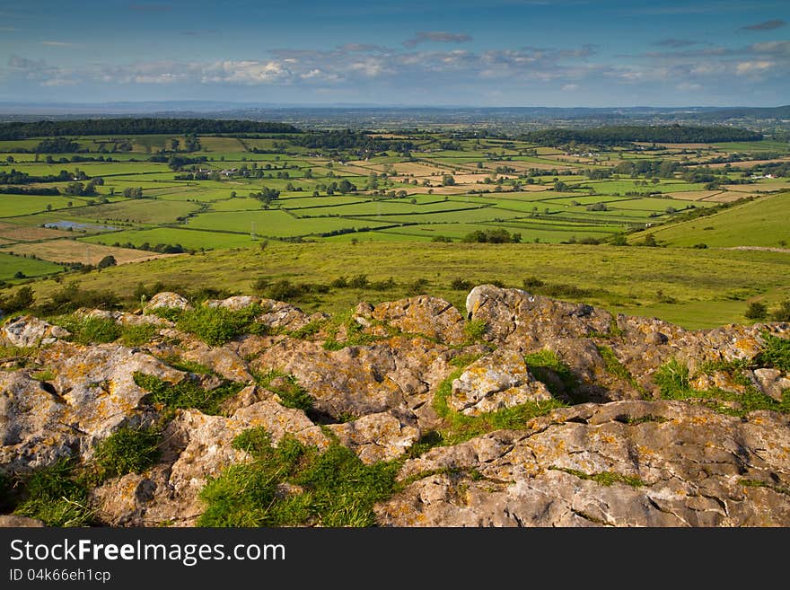 View from the top of Crook Peak Somerset. One of the peaks forming part of the Wessex Walk. View from the top of Crook Peak Somerset. One of the peaks forming part of the Wessex Walk