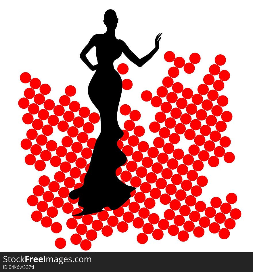 Abstraction WOMAN Silhouette Black And Red Glass