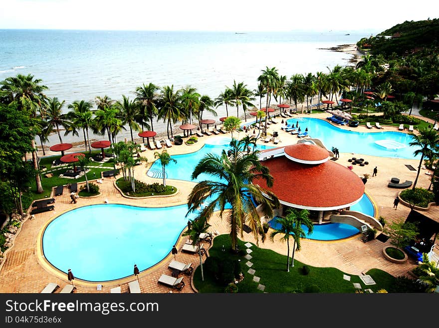 Swimming pool on the beach. Swimming pool on the beach.