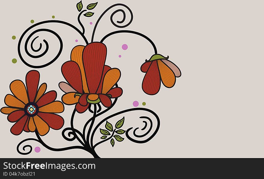 Abstract floral background. Background with three flowers