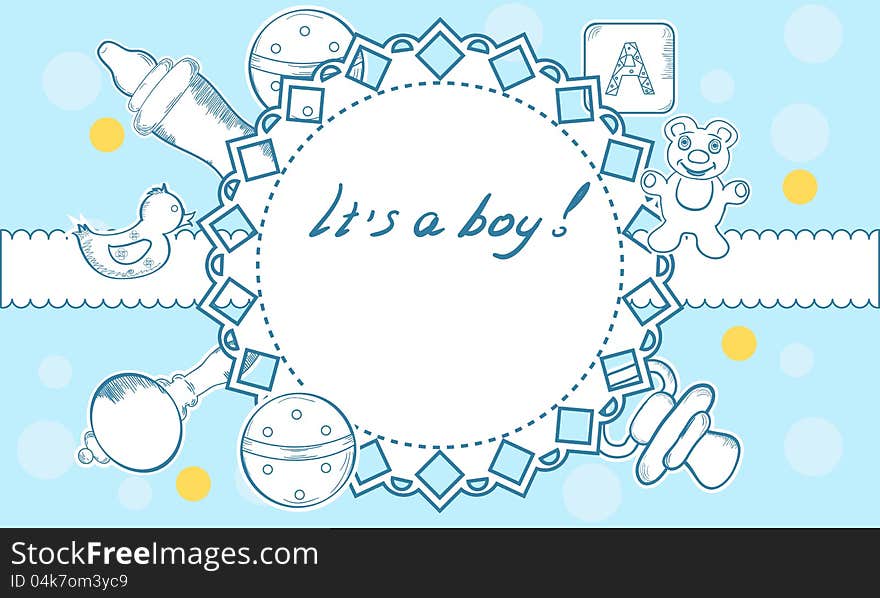 Baby boy announcement card background. Baby boy announcement card background