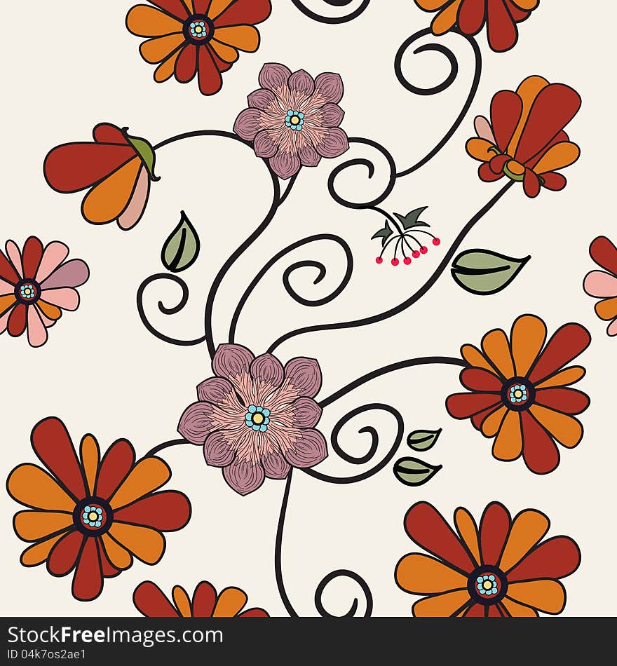 Seamless flower pattern. Seamless pattern can be used for wallpaper, pattern fills, web page background, surface textures.