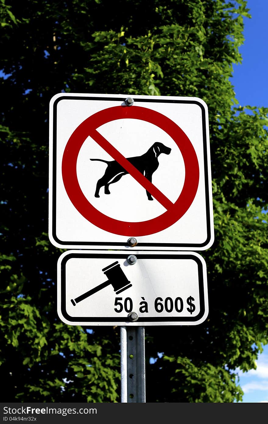 No dog and fine signs