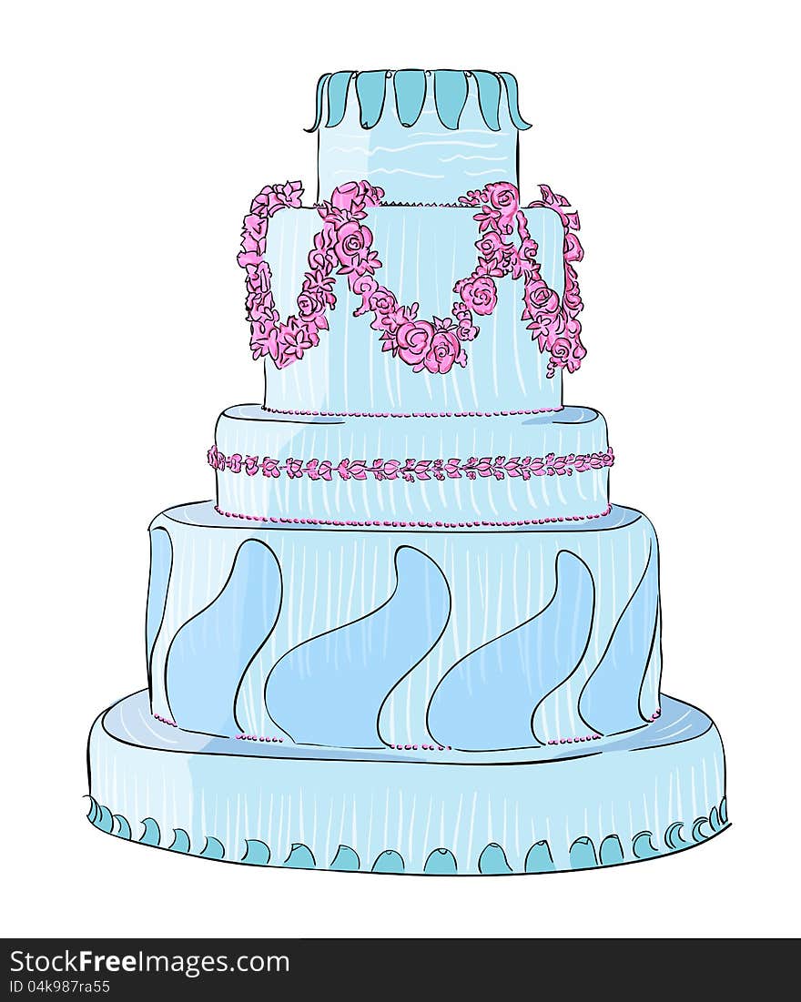 Vector image of a large celebratory cake tasty fun