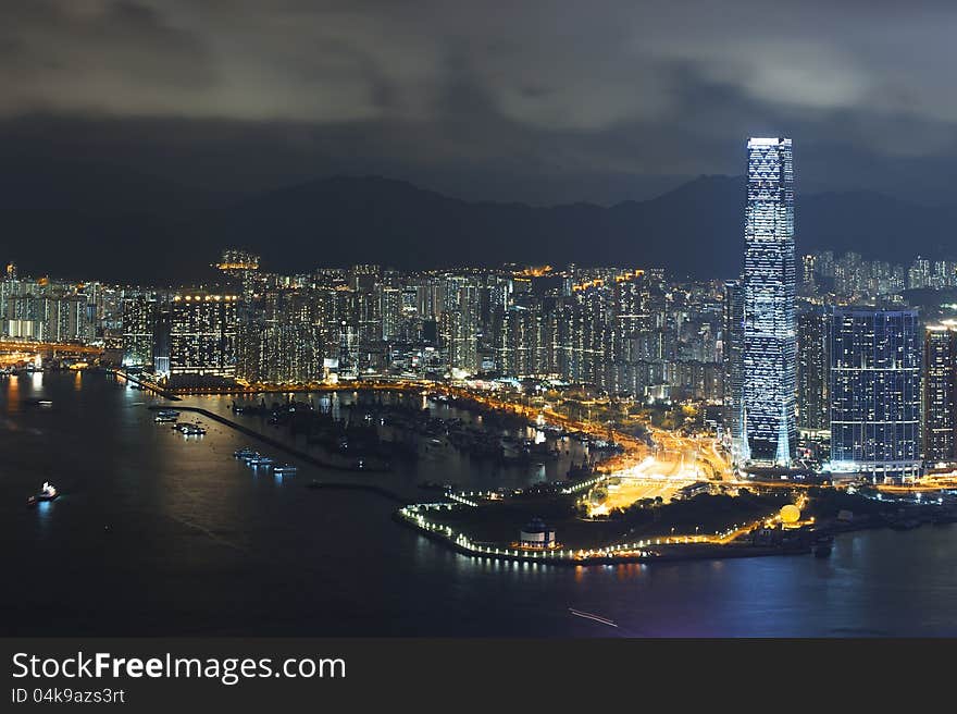 View of Victoria harbor from the peak at Hong Kong. View of Victoria harbor from the peak at Hong Kong