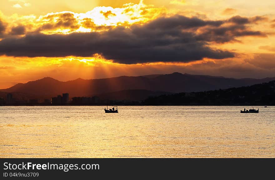 Beautiful sunset in the coastal (Spain,Costa Brava)