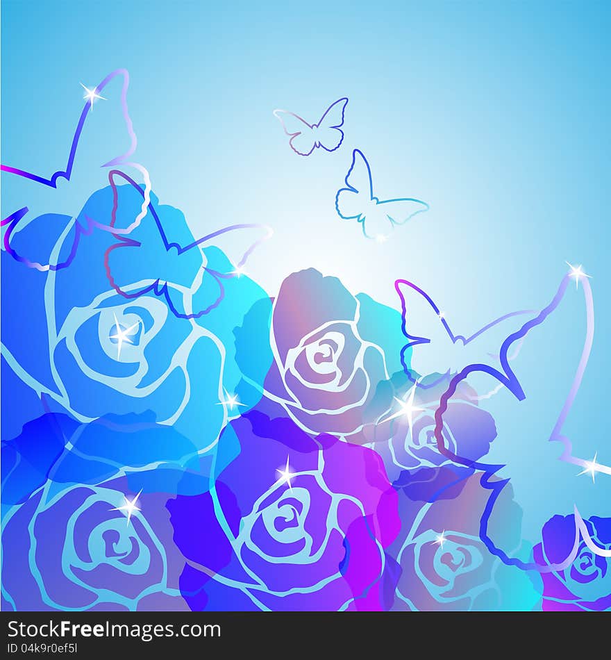 Abstract background with glowing roses. Abstract background with glowing roses