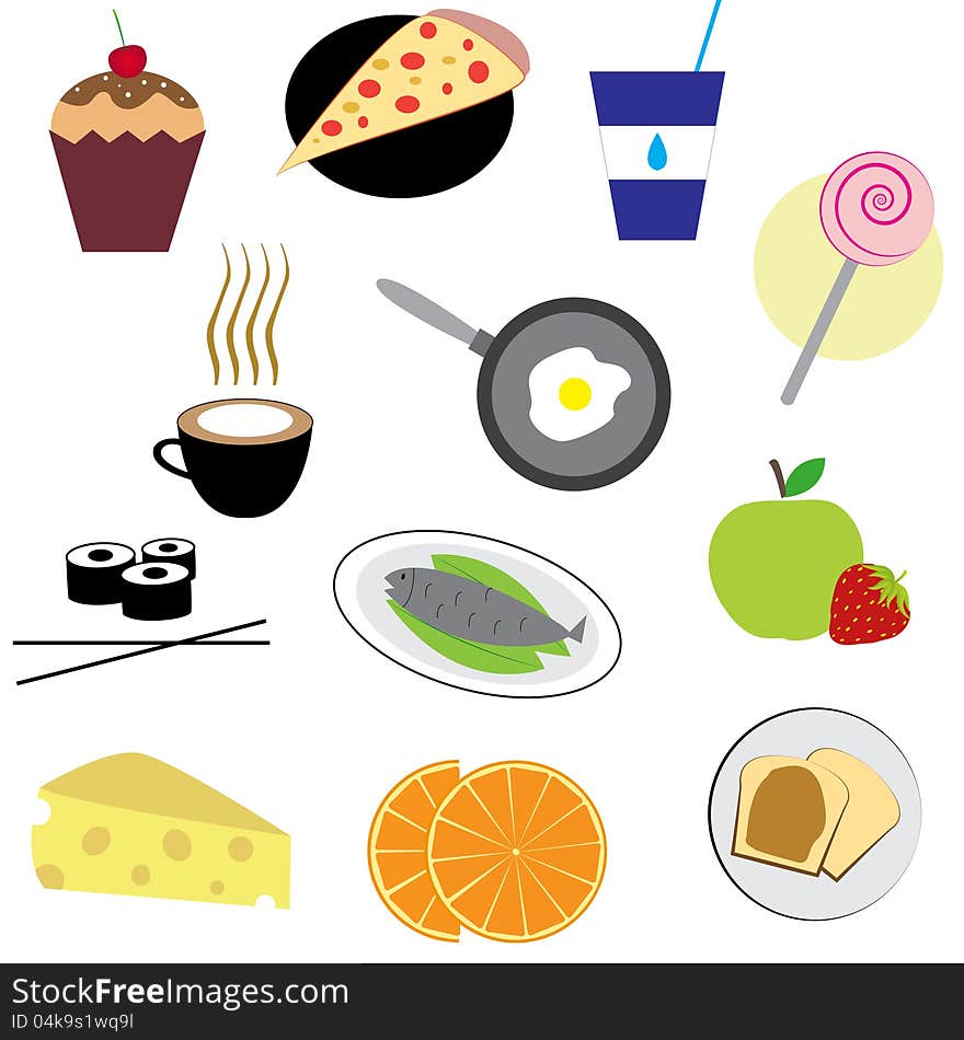 Seat of isolated food icons/symbols. Seat of isolated food icons/symbols