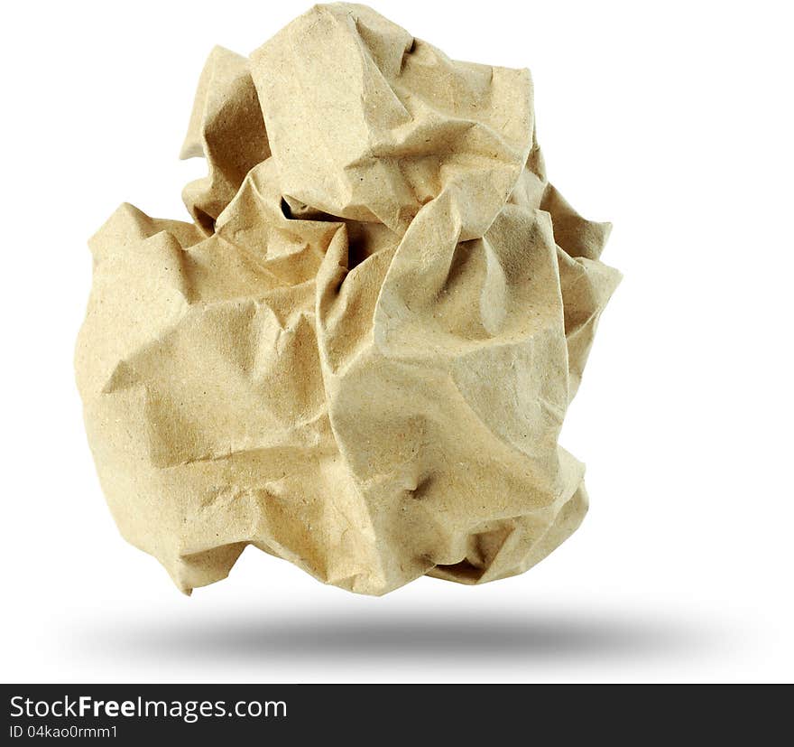 Crumpled paper isolated over white. Crumpled paper isolated over white