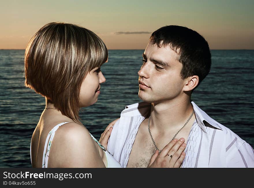 Couple in love on the lake