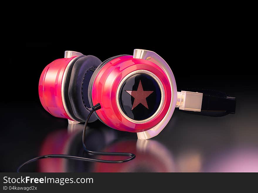 3d image of red headphones