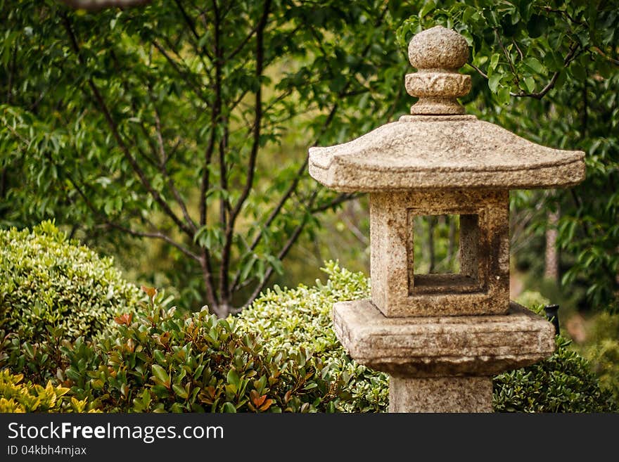 Japanese Stone Lantern in a Garden Setting