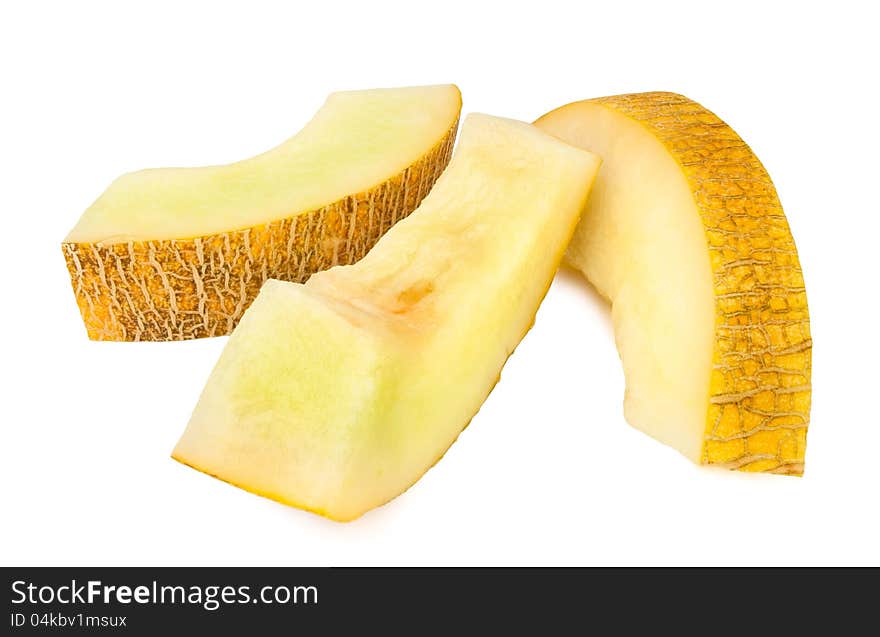 Cut melon on white background