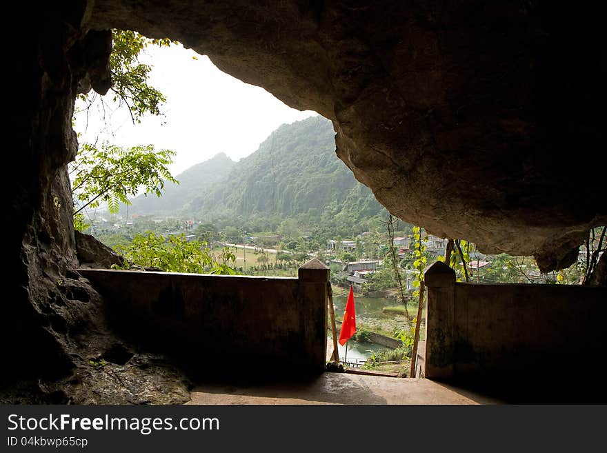 Inside a cave