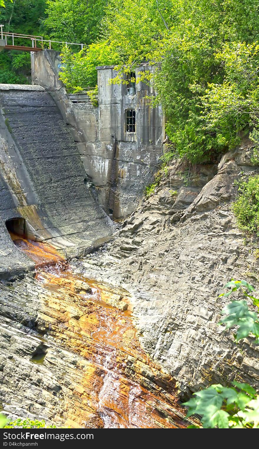 Ruins of an abandoned hydroelectric dam. Ruins of an abandoned hydroelectric dam