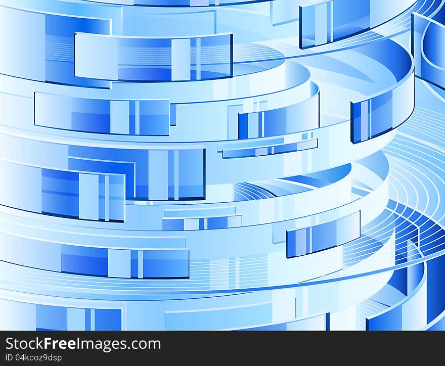 Vector illustration of abstract background — blue glass rings.