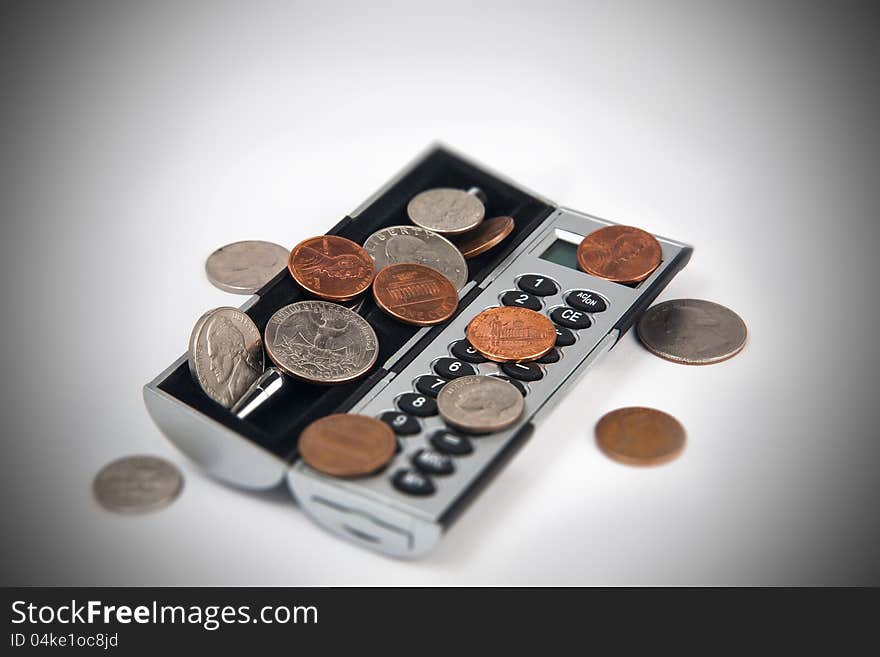 Calculator and coins