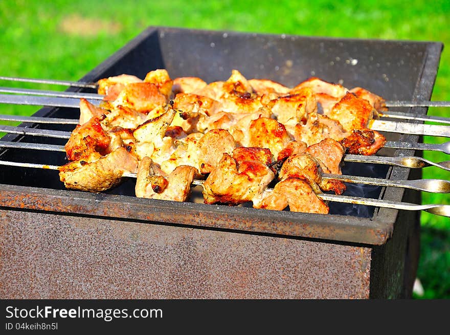 Tasty Grill Kebab On A Charcoal