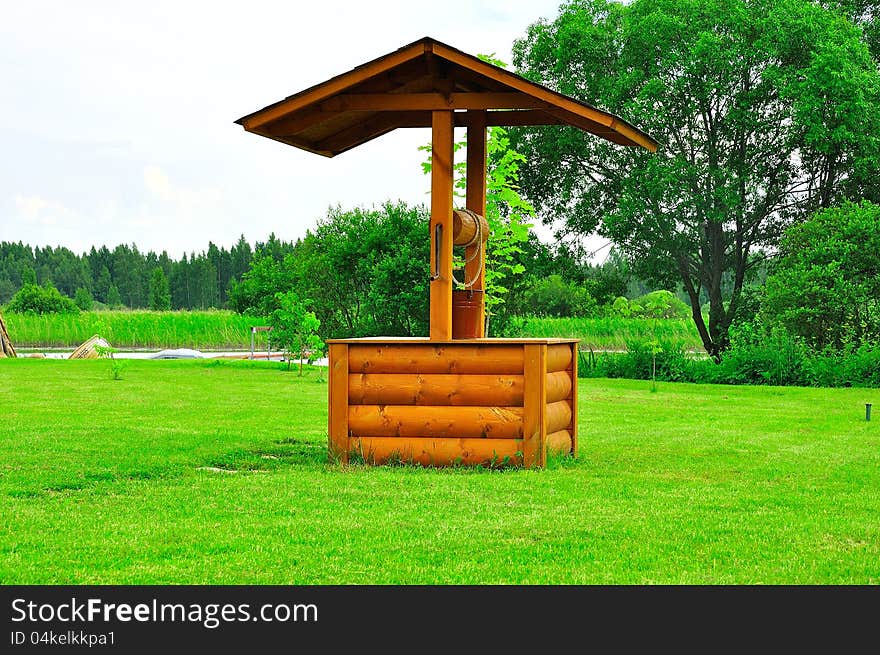 Landscape with wooden frame draw well. Landscape with wooden frame draw well