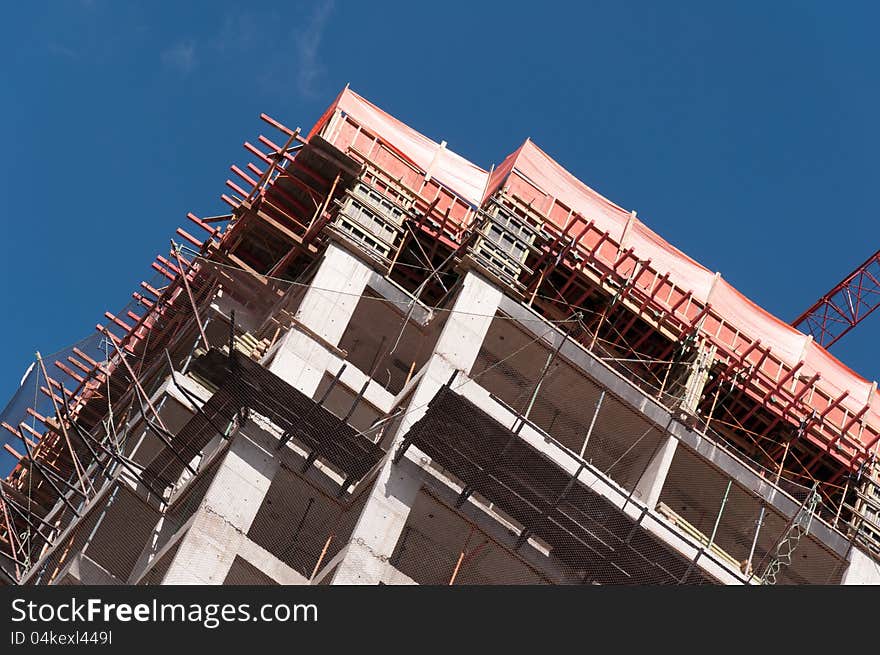 Detail from the top of a building under construction in downtown sao paulo