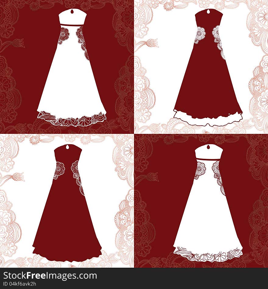 Elegant dress- variations in red and white color