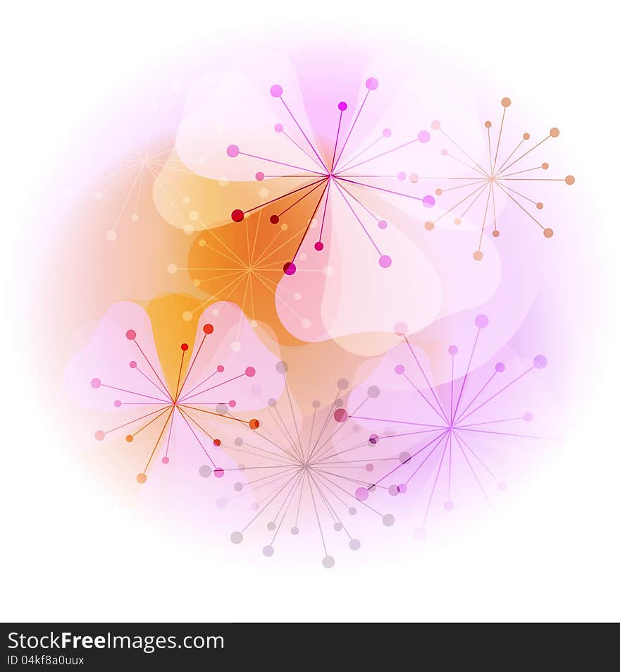 Abstract image of inflorescences of pink flowers on a light background