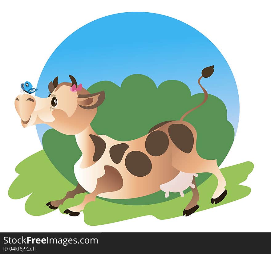 A Cute Running  Cow