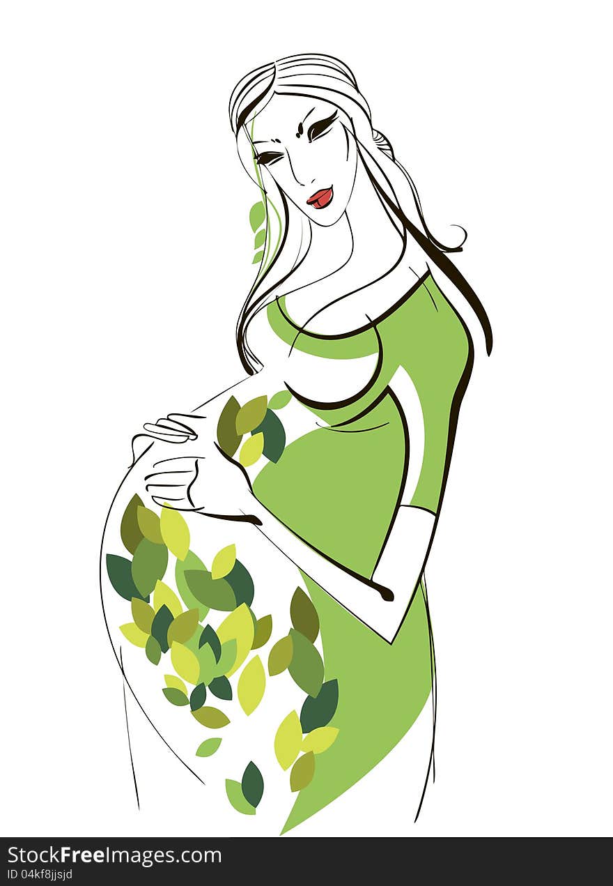 Graphic portrait of a young pregnant woman. Graphic portrait of a young pregnant woman