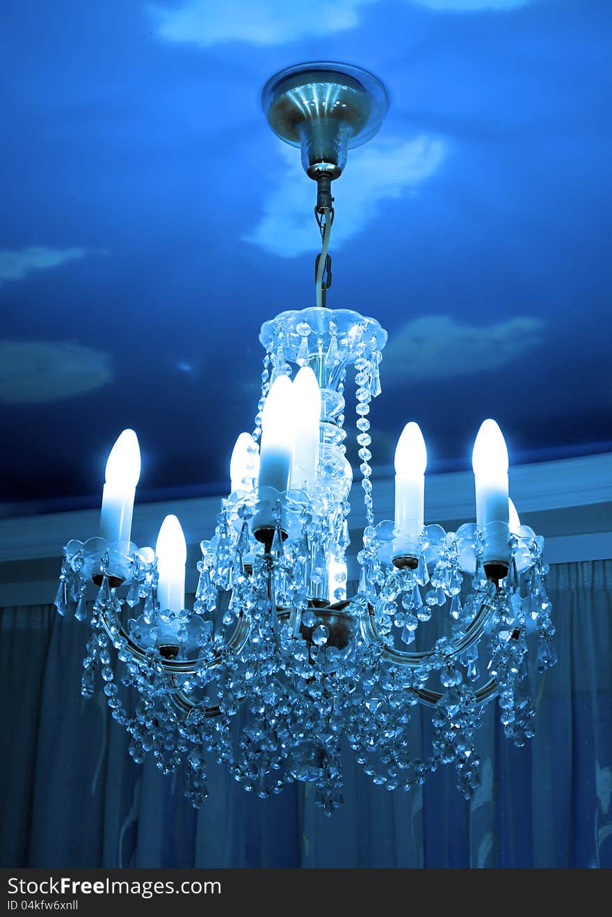 Close-up of a beautiful crystal chandelier