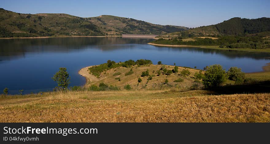 The lake of Campotosto in Abruzzo, Italy