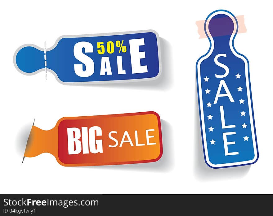 Colorful labels with 50 sale & discount messages