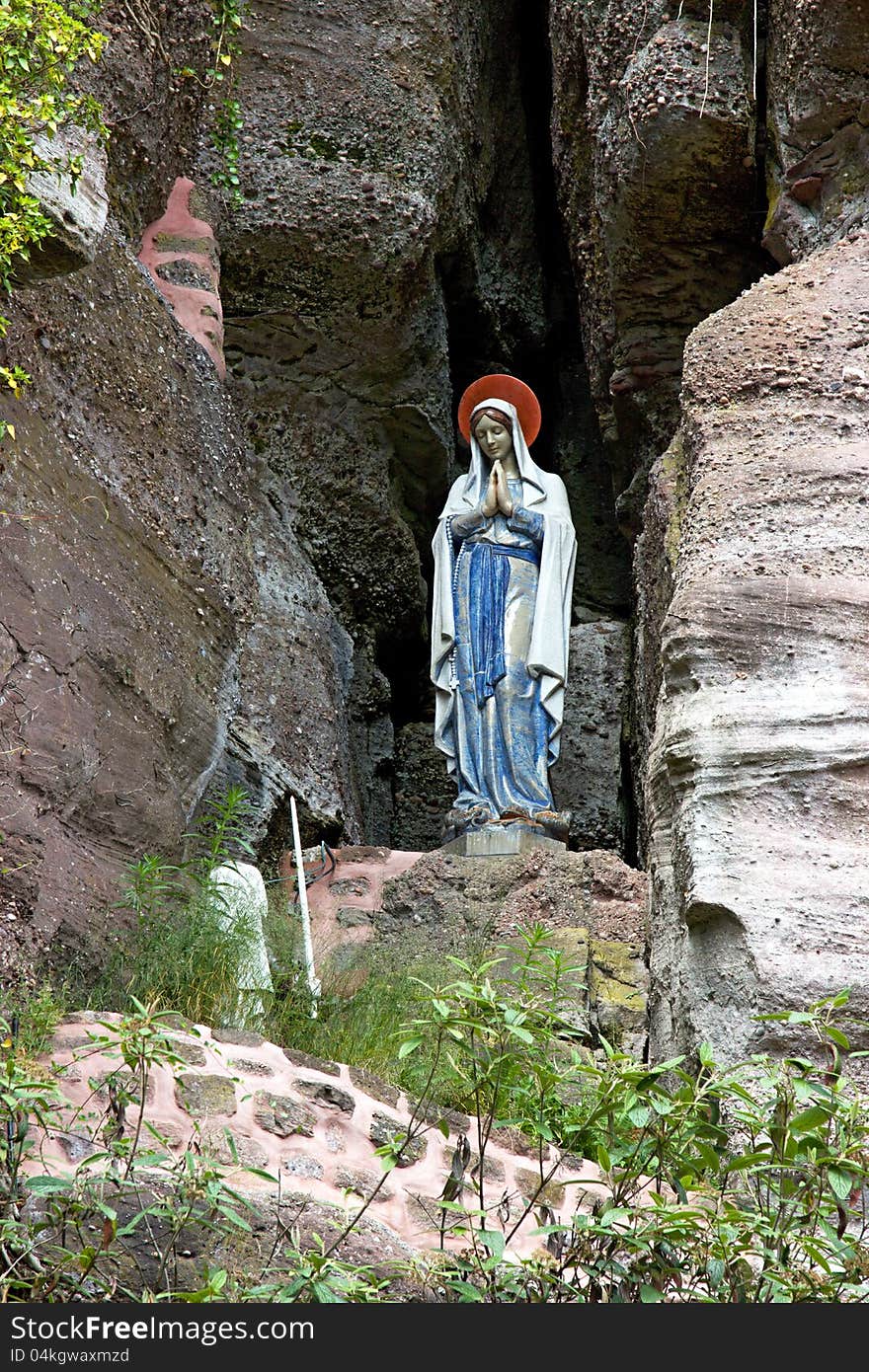 Statue of Mary in the mountains near the monastery of Le Mont Sainte-Odile