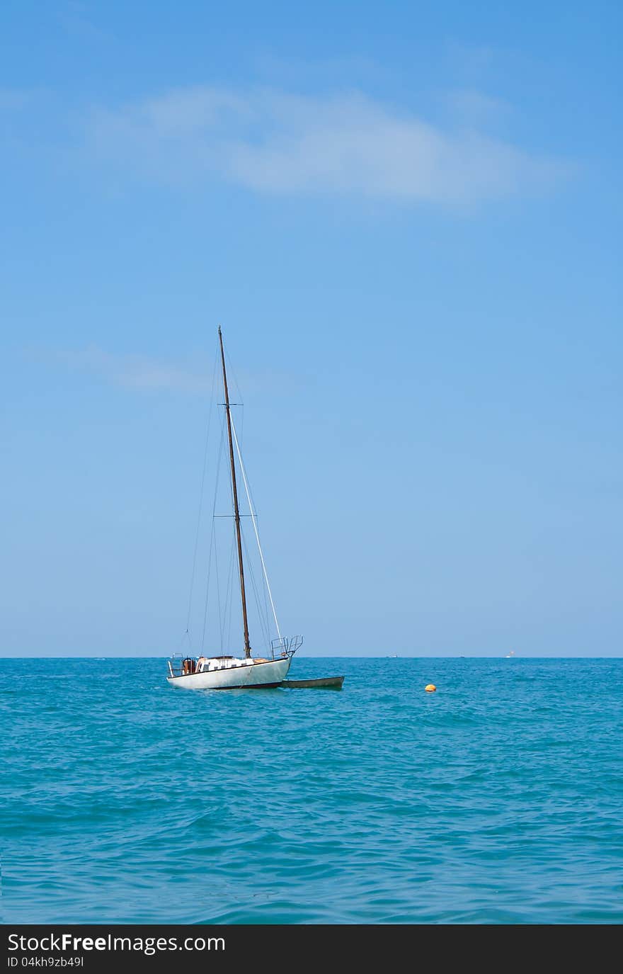 Small boat at sea.