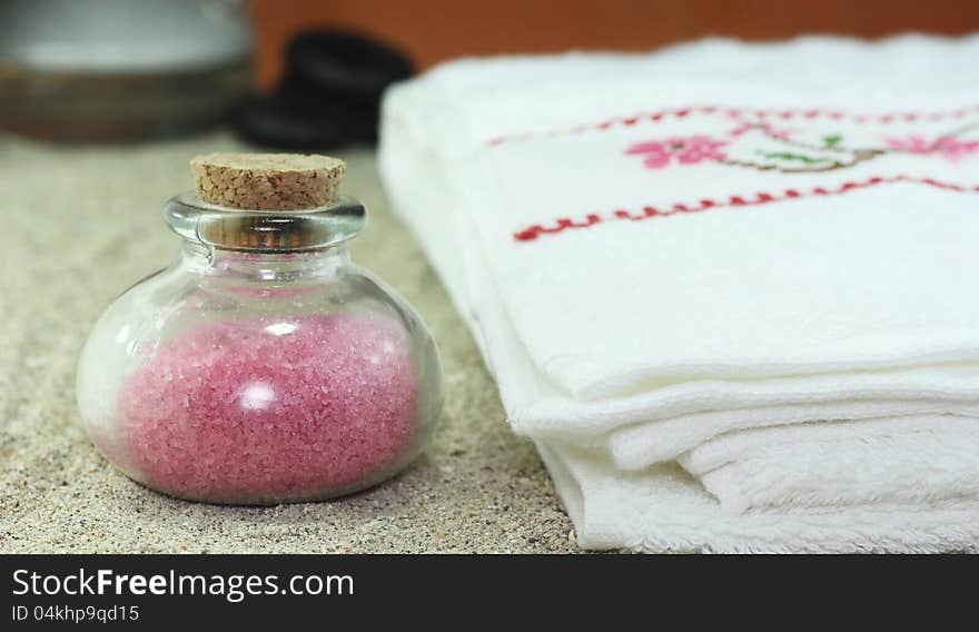 Aromatic bath salts, spa and relaxation