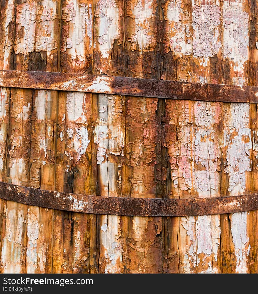 Texture of old wooden barrel