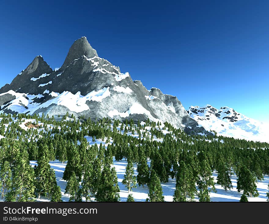 Mountain with snow