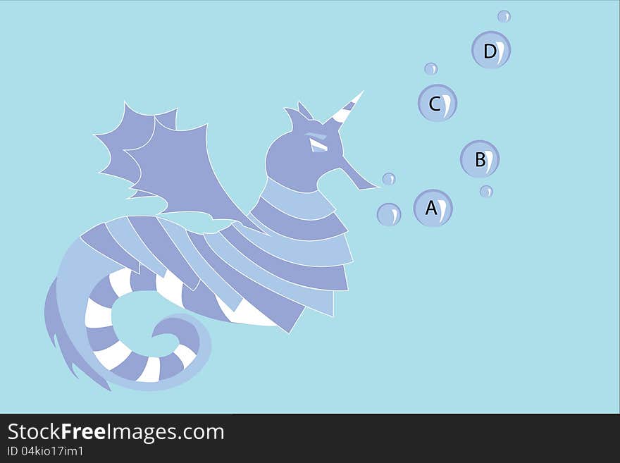 A fantasy seahorse with ABC's in bubbles. A fantasy seahorse with ABC's in bubbles