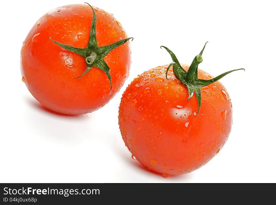 Two Tomatoes isolated on white background