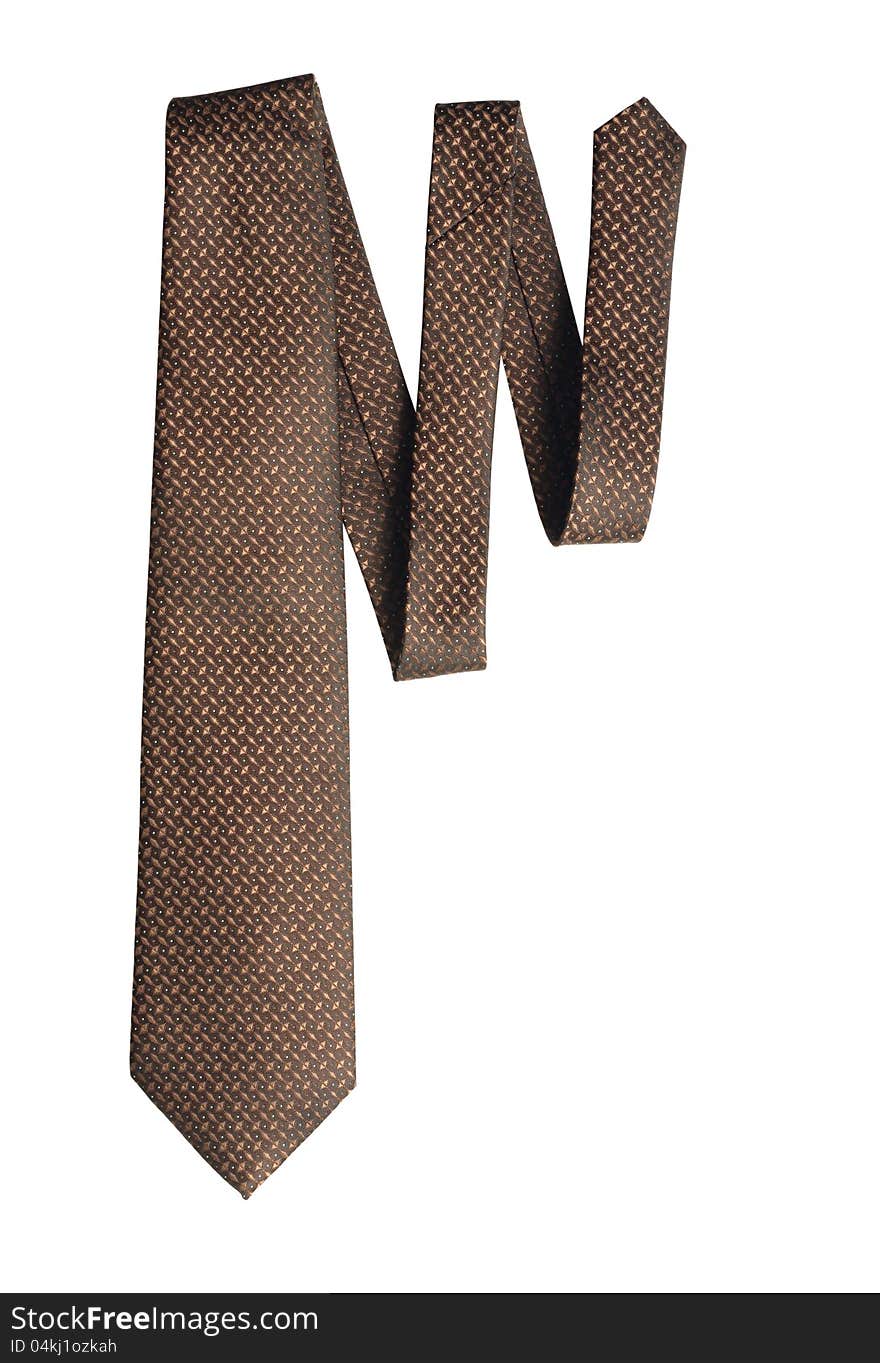 Brown necktie isolated on white background