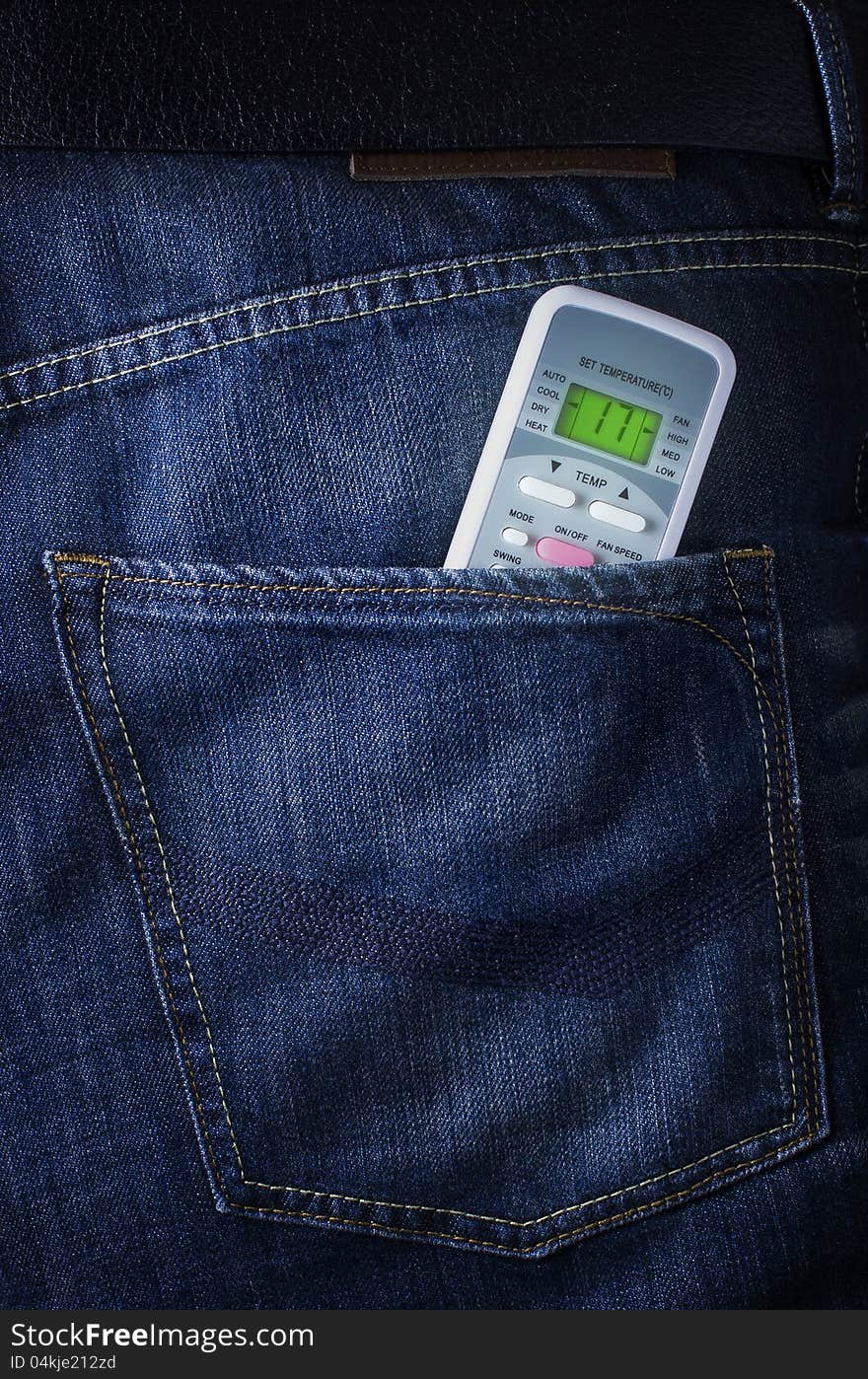 Remote from air conditioner in jeans poket