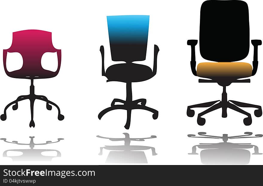 Office chairs set color illustration