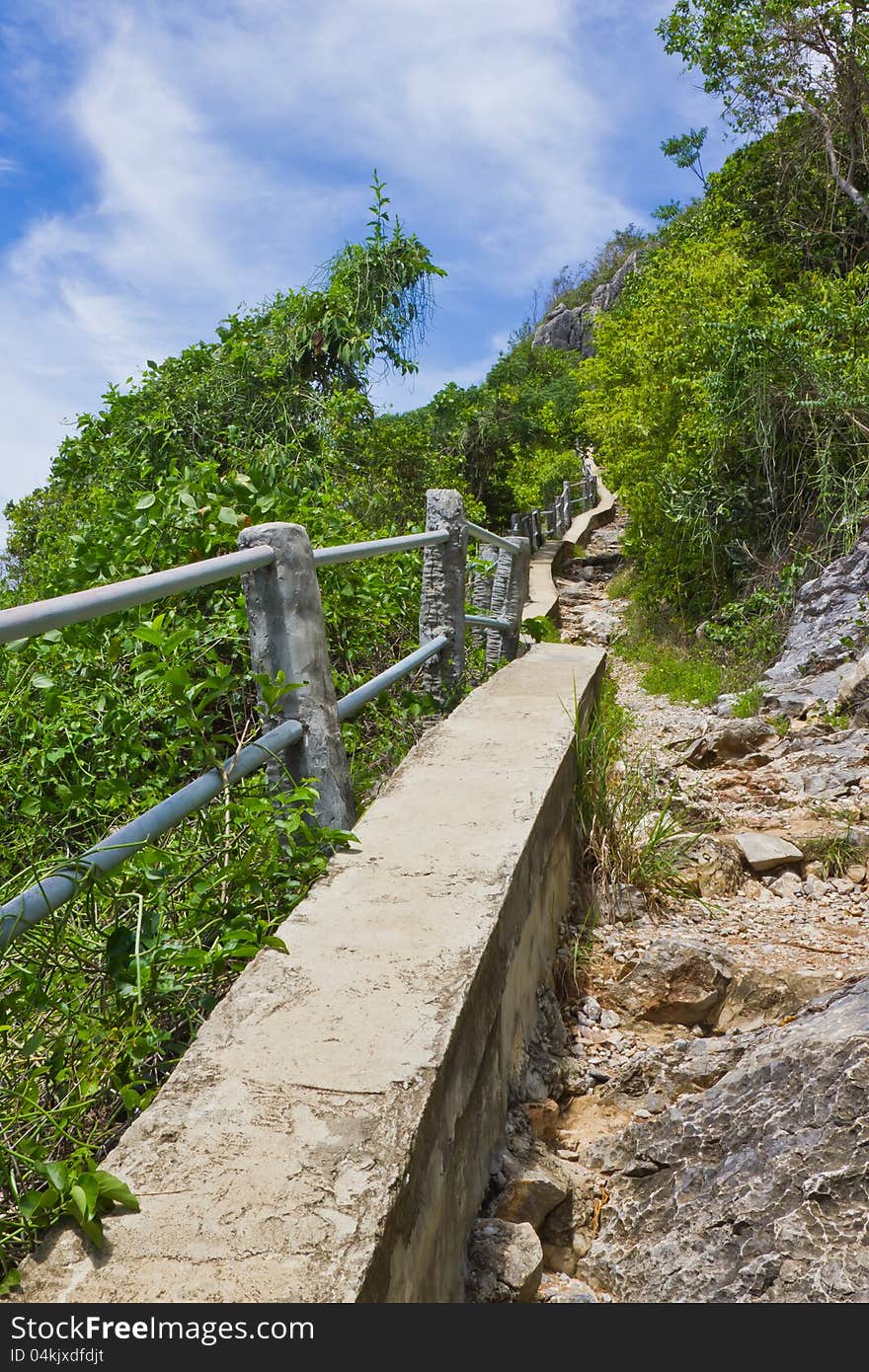 Hiking trail along mountain