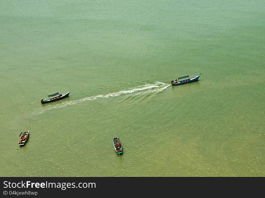 Service boats at khao sam roy yod national park,thailand. Service boats at khao sam roy yod national park,thailand