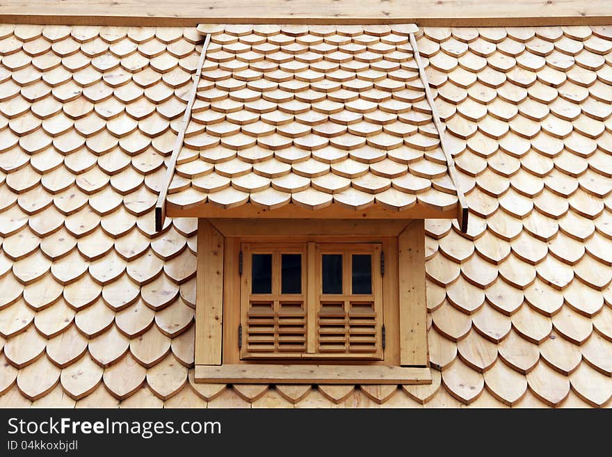 The wooden roof and skylight