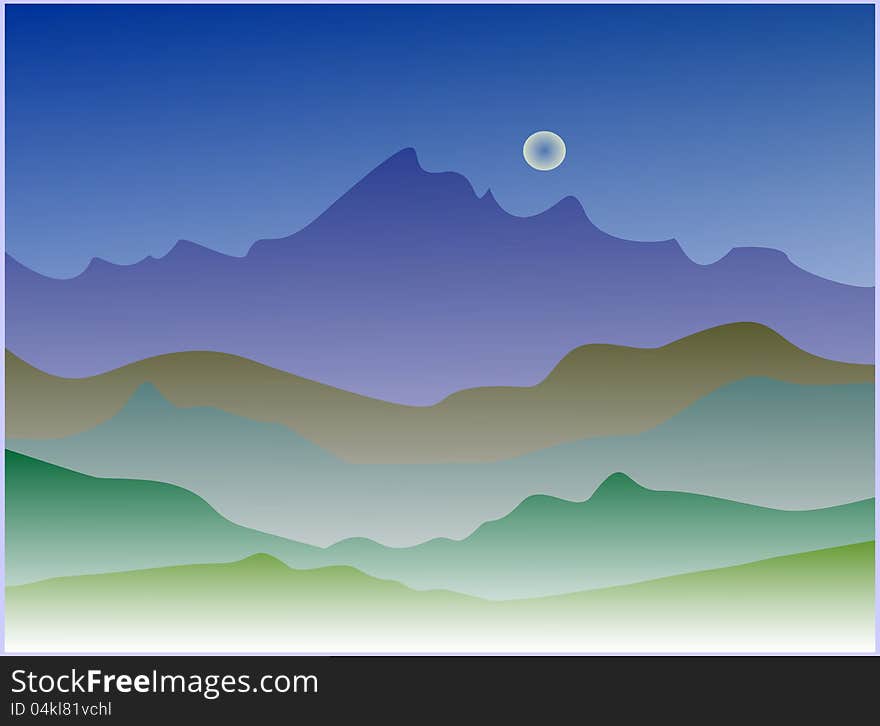 Illustration silhouette night landscape wallpaper