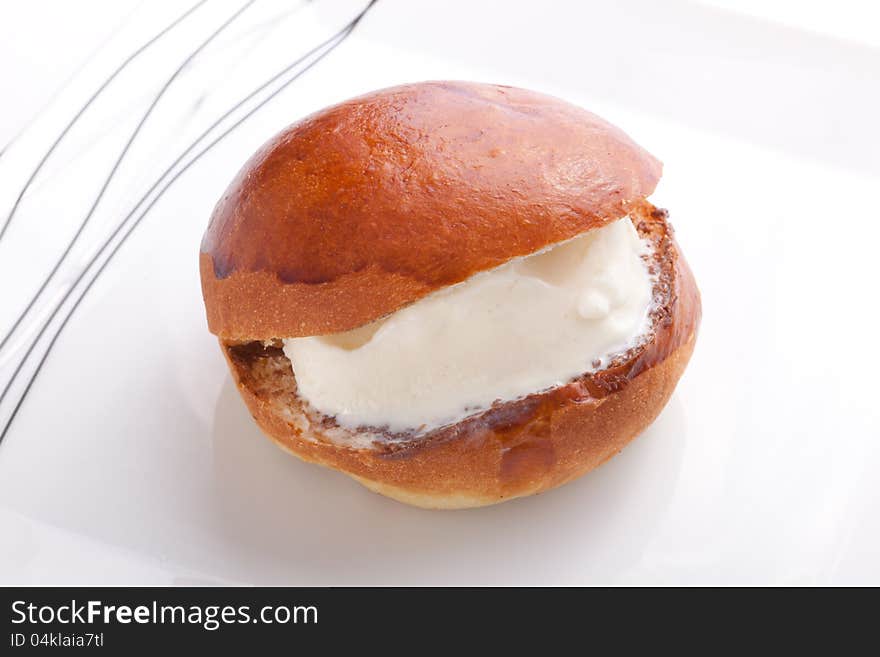 Vanilla Ice Cream Sandwich on white dish