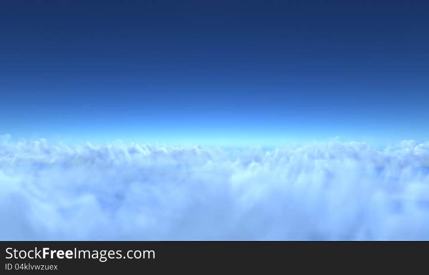 Over clouds, 3d render