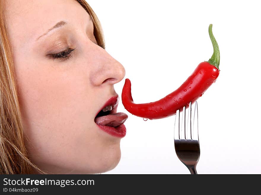 Woman with chili